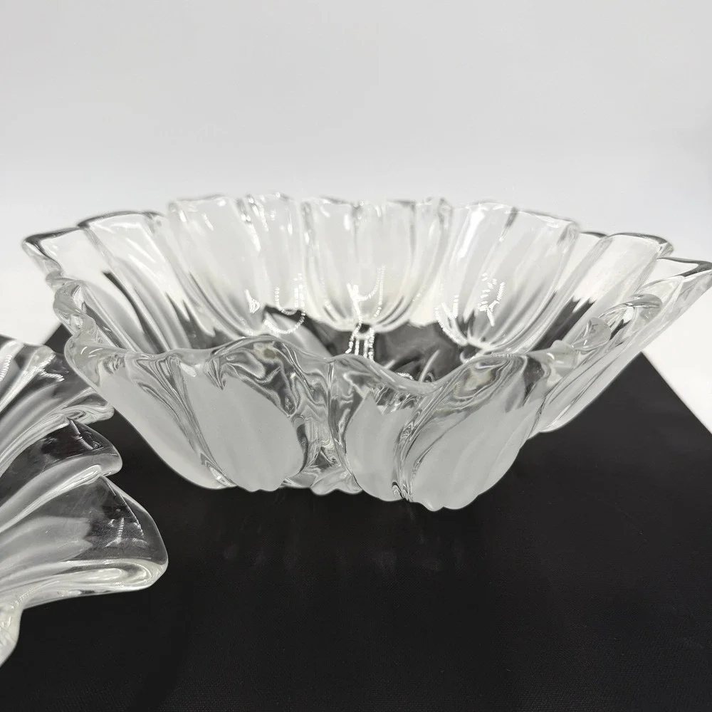 Mikasa Tulip Crystal Serving Bowl & Platter Set Clear Frosted Glass‎ Excellent